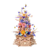 MU 3D Wood Puzzles for Adults The Feast of Flower, 3D Puzzles Lighting Metal Model Kits Building, Wooden Flowers Puzzle Music Box Building Puzzle Boxes Sets, Birthday Gift Desk Home Decor MU