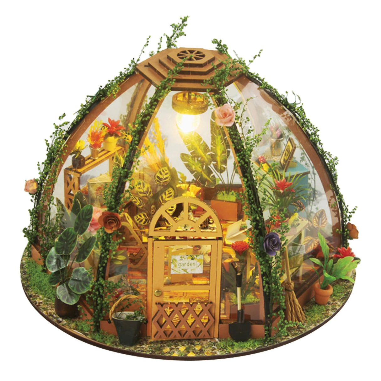 Taimimy DIY Miniature House Kit,Miniature Building Kits,Wooden Greenhouse Miniature Kit with Furniture & LED,Mini House Making Kit for Adults,Hobby Craft Home Decor Birthday Gifts Taimimy