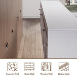 LUXOAK Floating TV Stand with 36" Electric Fireplace, 70 inch Wall Mounted Electric Fireplace Entertainment Center with Storage Space, TV Stand for Living Room for TVs Up to 80", All White LUXOAK