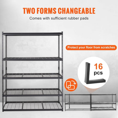 KOKEBREN 2500 Lbs Capacity Heavy Duty Garage Shelving, 48x18x72 Inch 5-Tier Metal Wire Shelves, Adjustable Industrial Storage Rack for Garage, Basement, Warehouse Organization KOKEBREN