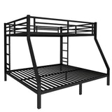Zyerch Queen Over King Bunk Bed with Stairs, Heavy Duty Sturdy Metal King Size Bunk Bed with 2 Ladders & Guardrail, Space-Saving/Noise Reduced/Easy to Assemble/No Box Spring Needed for Adults, Black Zyerch