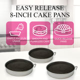 Aunt Shannon's Kitchen 8 Inch Round Cake Pans, 3 Pack, Silver Cake Pan with a Built-in Swivel Blade, Easy Release Cake Pans Set for Baking, Baking Pans Set for 3-Layer Cake, Dishwasher Safe Aunt Shannon's Kitchen