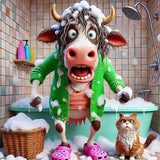 Funny Cow Diamond Painting Kits for Adults Beginners, 5D Diamond Art Kits for Adults, Gem Arts and Crafts for Beginners, Full Round Drill Paint with Diamond for Home Wall Decor 14X14 Inches uuxsretaio