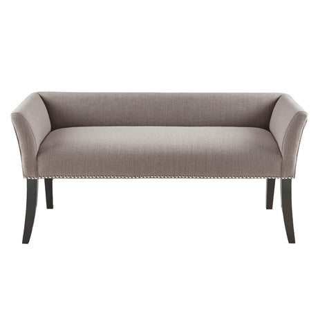 Madison Park Accent Bench, Upholstered with Nailhead Trim, & Padded Seat Entryway Bench Small, End of Bed Bench with Back, 49.5" W x 19.25" D x 23" H, Grey Madison Park