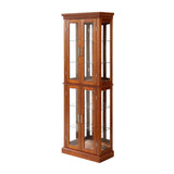 6-Tier Lighted Curio Cabinet with Adjustable Shelves, Mirrored Back & Tempered Glass Doors - Walnut Finish, Perfect for Collectibles, Antiques, or Home Decor (E26 Bulb Not Included) Anveffeg