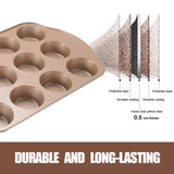 JOHO BAKING Nonstick Muffin Pan, Mini Cupcake Pan Set, Muffin Tins for Baking, 2 Pack, 12-Cup and 24-Cup, Gold JOHO BAKING