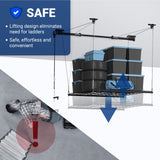 FLEXIMOUNTS Garage Lifting Metal Rack, 4x4 Ft Overhead Garage Storage Racks, Adjustable Heavy-Duty Ceiling Organization System, 300lbs Weight, Satin Black FLEXIMOUNTS