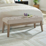 24KF Velvet Upholstered Tufted Bench with Solid Wood Leg,Ottoman with Padded Seat-Taupe 24KF