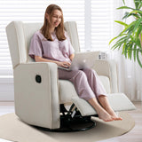 CANMOV Swivel Rocker Recliner Chair, Rocking Chair Nursery Glider Recliner, Manual Glider Chair for Nursery, White CANMOV