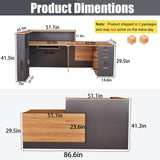 LayBurst L Shaped Reception Desk with Lockable Drawers and Adjustable Filling Cabinet,Modern Front Desk Reception Counter with Keyboard Tray and Storage Cabinet for Checkout,Lobby,Beauty Salon LayBurst