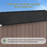 Breezestival 7'x5.5' Lean to Shed Large Storage Room Galvanized Steel Storage Sheds with Side Door Waterproof Utility Shed with Sloped Roof for Mower, Bike, Garden Tools (Brown) Breezestival