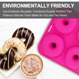 Anaeat 3 Pack Donut Pan Silicone Baking Mold, Just Pop Out! Non-Stick Doughnuts Baking Pans BPA Free for 6 Full-Size Donuts, Muffin, Cake Biscuit Bagels - Oven & Dishwasher Safe (Multicolor) Anaeat
