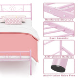 Weehom Metal Platform Bed Frame with Headboard and Footboard Under Storage 12.7Inch Twin Size Beds Mattress Foundation Pink Weehom