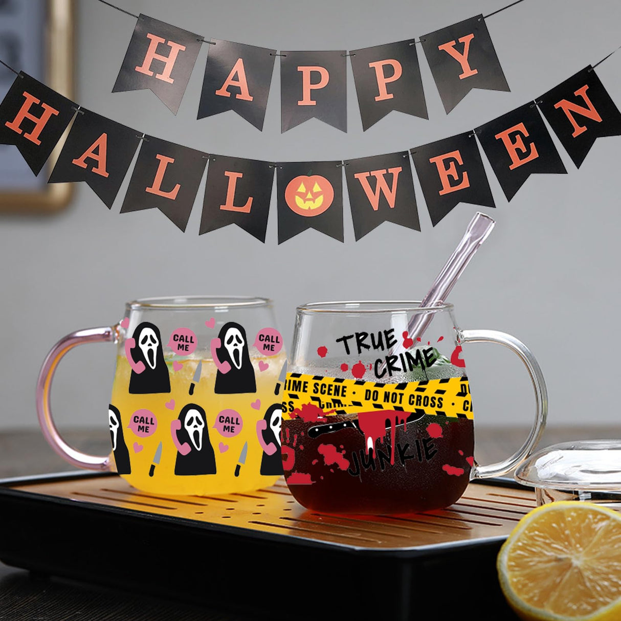 UV DTF Cup Wrap, Transfer Stickers for 16oz Glass Cups，UV DTF Cup Wrap Transfer Cup Stickers Decals Waterproof Rub on Transfers for Crafts Vintage（Halloween Series-12Sheets） DNCHGOYA