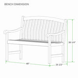 Cambridge Casual Arie 4-Foot Teak Wood Outdoor Garden Bench – Weather-Resistant Wooden Patio Bench for Porch, Deck, Lawn, Backyard, or Balcony – Stylish and Durable Seating Cambridge Casual