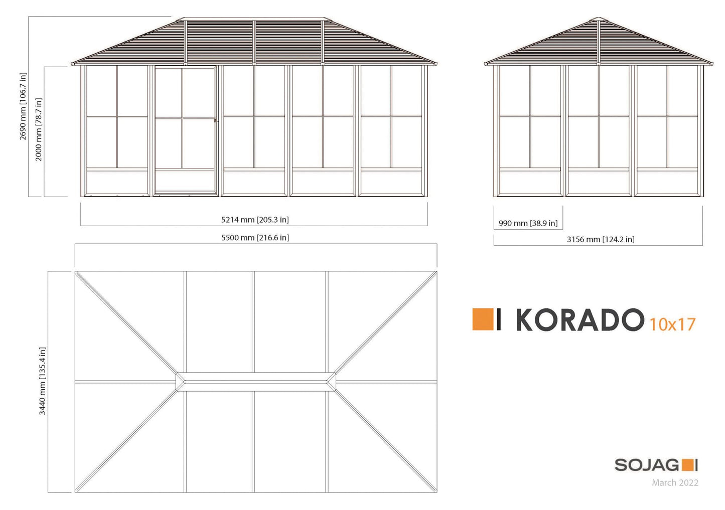 Sojag Korado 10 Ft. X 17 Ft. Solarium - WoodArtSupply