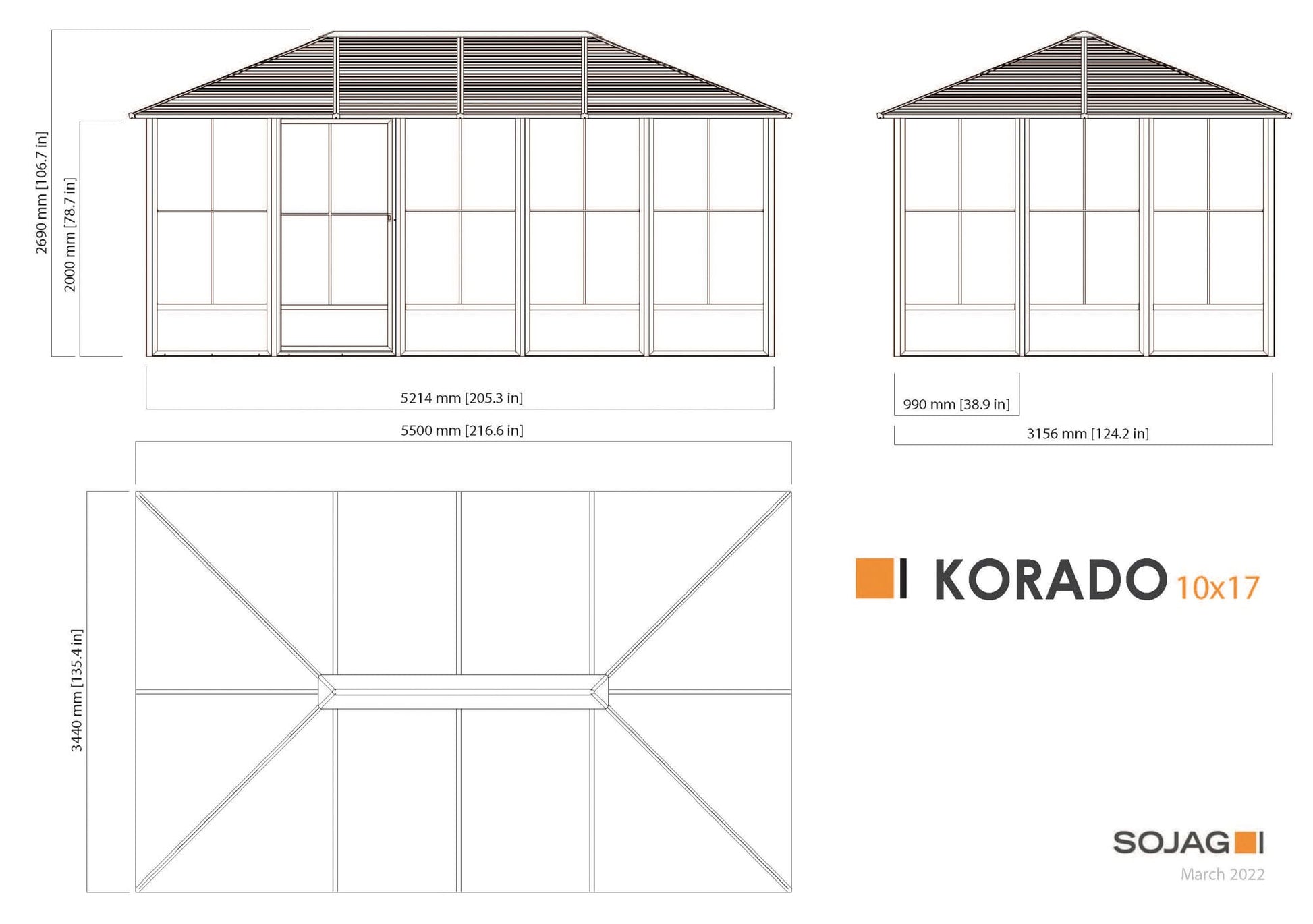 Sojag Korado 10 Ft. X 17 Ft. Solarium - WoodArtSupply