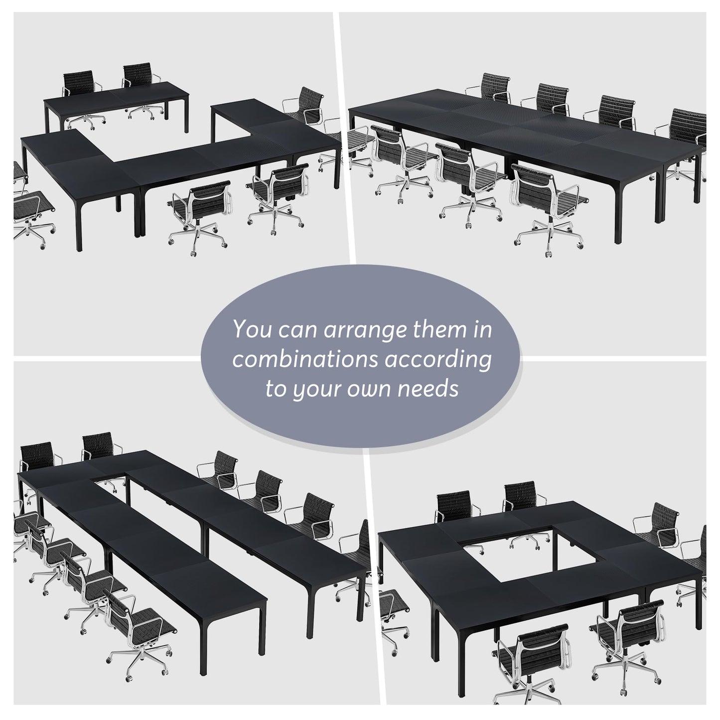 Tribesigns 78.74-Inch Conference Table Set of 2, 13FT Conference Room Table, Large Rectangle Meeting Seminar Table Set for 10-14 Person, Long Business Tables (Only Table) - WoodArtSupply