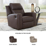 Signature Design by Ashley Lavenhorne Contemporary Faux Leather Upholstered Manual Rocker Recliner with 2 Cup Holders, Dark Brown Signature Design by Ashley