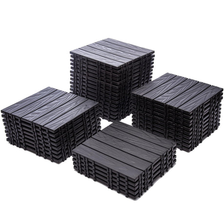 76-Pack Interlocking Deck Tiles - 11.42"x11.42" Dark Gray Polypropylene Flooring, 68.80 Sq.Ft Waterproof & Moisture-Proof Outdoor Patio Tiles, Easy Snap-Together Installation! Zjjseloru