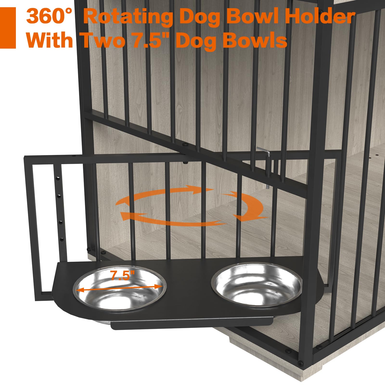 PAPIHO Double Dog Crate Furniture for 2 Dogs,86.6 inch Extra Large Metal Heavy Duty Dog Crate Kennel Furniture with 6 Drawers,Removable Divider and Adjustable Bowls,Chew-Resistant Dog Crate I - WoodArtSupply