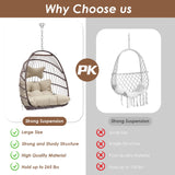 RADIATA Egg Chair Without Stand Luxury Outdoor Patio Wicker Hanging Swing Egg Chairs with Water Resistant Cushions for Patio Backyard Balcony (Brown) RADIATA