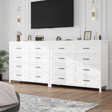 Jocoevol Farmhouse Dresser 8 Drawer Dresser for Bedroom, Large Wooden Dressers Double Grey Dresser with Deep Drawers Dressers for Hallway, Entryway (White) Jocoevol