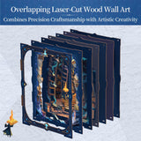 Endless Limit 3D Wall Decoration, Wood Wall Art Aesthetic Table Decor Stacking Carving Panels Spooky Home Decoration for Living Room Bedroom House(9"x10") Endless Limit