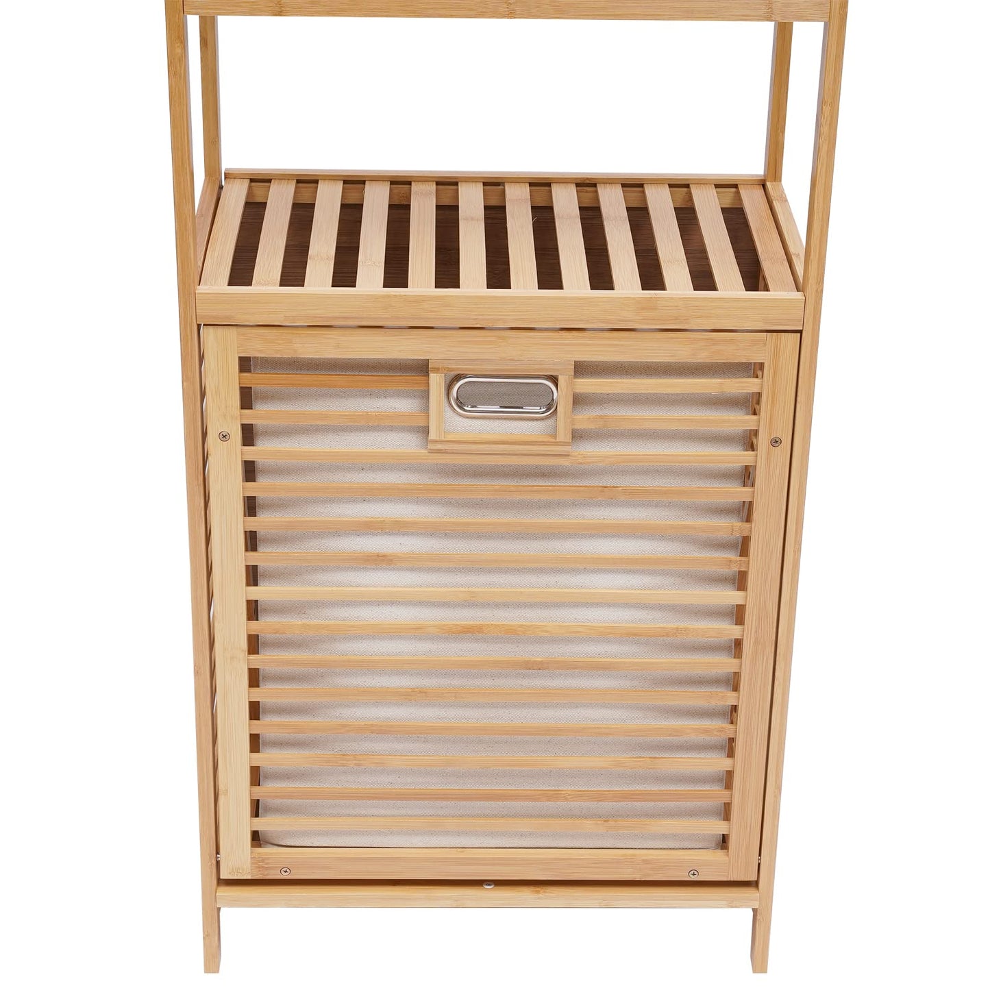 OUKANING Bamboo Laundry Hamper with 3-Tier Storage Rack and Tilt-Out Basket - WoodArtSupply