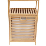 OUKANING Bamboo Laundry Hamper with 3-Tier Storage Rack and Tilt-Out Basket OUKANING