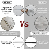 COLAMO Luxury 24pck Thick Rigid Faux Reclaimed Barn Wood Textural Peel and Stick Shiplap Panels, Adhesive Subway Brick Tiles for RV,Kitchen Backsplash,Bathroom,Accent Wall, Self Stick Wood Pattern COLAMO