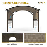 COOS BAY Outdoor Patio Pergola 11.4x11.4 ft with Retractable Textilene Canopy Top, Metal Frame Sun Shade for Backyard, Garden, Porch and Deck, Beige COOS BAY