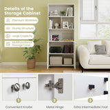 LOKO 66” Tall Freestanding Bookcase, 5-Tier Storage Organizer with Adjustable Shelf, Modern Storage Cabinet for Living Room, Bedroom, Study, White LOKO
