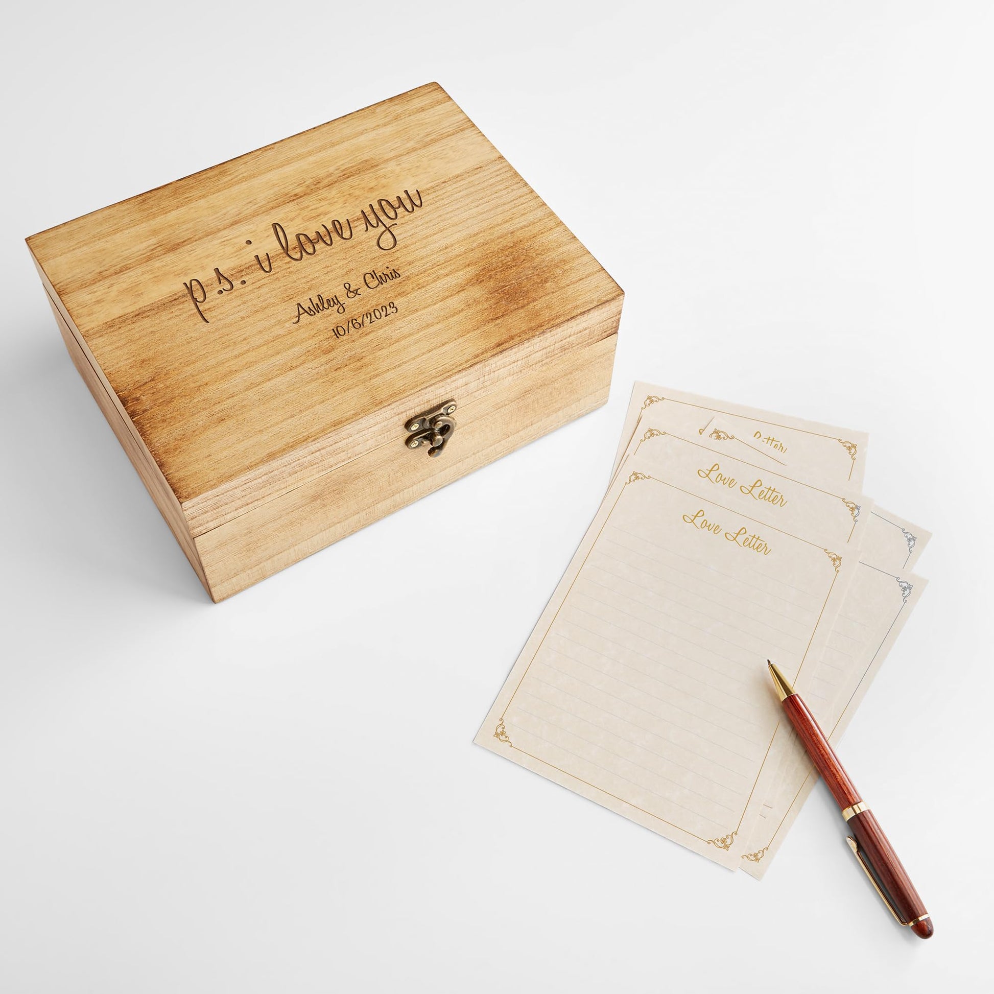 Let's Make Memories Personalized Keepsake Box – for Couples – for Weddings and Anniversaries - Love Letters - WoodArtSupply