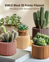 SUNLU Real Wood Fiber PLA Filament, Neatly Wound 1.75mm Dimensional Accuracy +/- 0.03mm, Fit Most FDM 3D Printers, 4kg in Total, 1kg per Spool, 4 Pack,（Wood+Fiber Cherry+Fiber Maple+Fiber Walnut） SUNLU