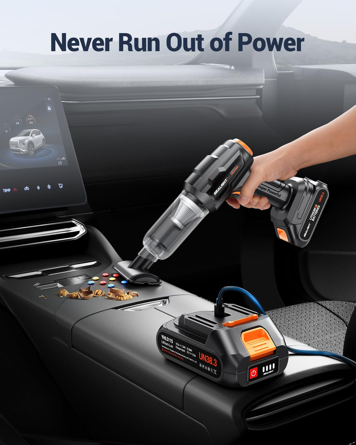 SEALIGHT Car Vacuum Portable Cordless, High Power Suction and Air Duster, 7 in 1 Handhle Vacuum Cleaner for Car, Office, Pet SEALIGHT