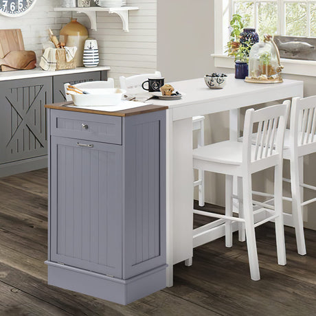 LOUVIXA Tilt Out Trash Bin Cabinet Dog Proof Trash Can Holder Kitchen Island Without Garbage Bin or Tilt Out Laundry Hamper (Gray) LOUVIXA