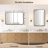 Fabuday Bathroom Mirror for Over Sink - 24x36 Inch Black Matte Framed Rectangle Mirror for Bathroom, Black Vanity Wall Mirror for Restroom, Farmhouse, Entryway, Hangs Vertically or Horizontally Fabuday