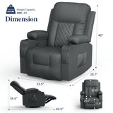 FURNIMAT Recliner Chairs for Adults, Massage Rocker with Heated Modern Ergonomic Lounge 360 Degree Swivel Single Sofa Seat Living Room Lounge Recliners Gray FURNIMAT