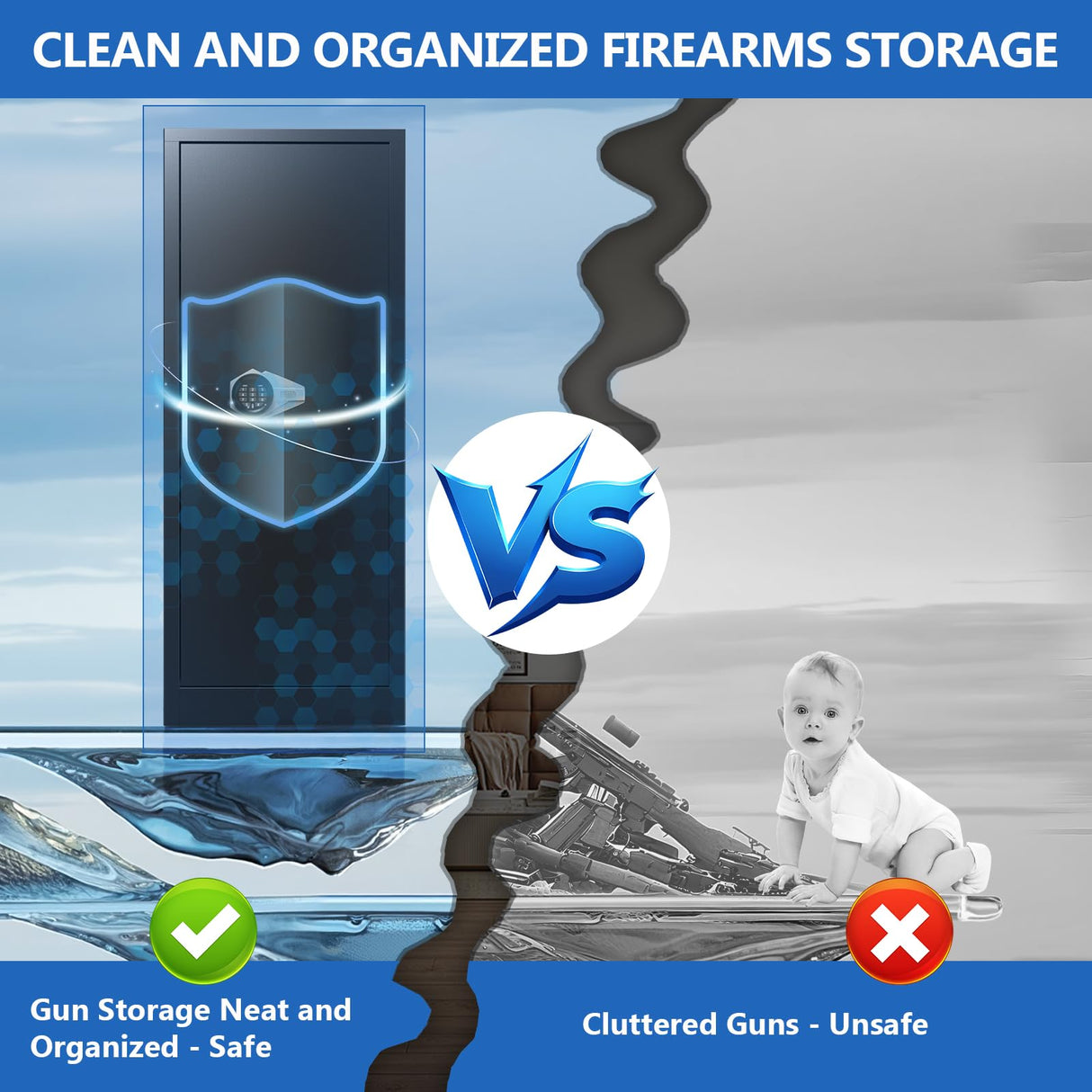 10-14 Gun Cabinet, Large Gun Safe for Rifles and Pistols, Gun Cabinet with Adjustable Shelves and Locking Built-in Cabinet,Shotgun Safe,Long Gun Safe with Dual Alarm & Mute Mode SHICHI