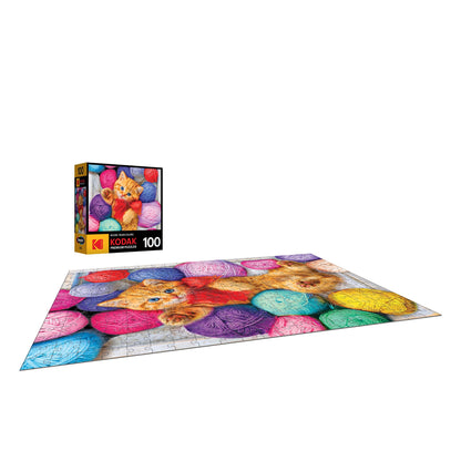 RoseArt - Kodak Premium - Cuddly Yarn Box - 100 Piece Jigsaw Puzzle for Kids and Adults