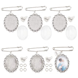 INFUNLY Photo Charm Pin, 6pcs Memorial Picture Charm for Wedding Bridal DIY Pin Brooch Making Kit Oval Lacy Photo Charm for Bridal Shower Wedding Bachelor Party Bride Groom Flowers INFUNLY