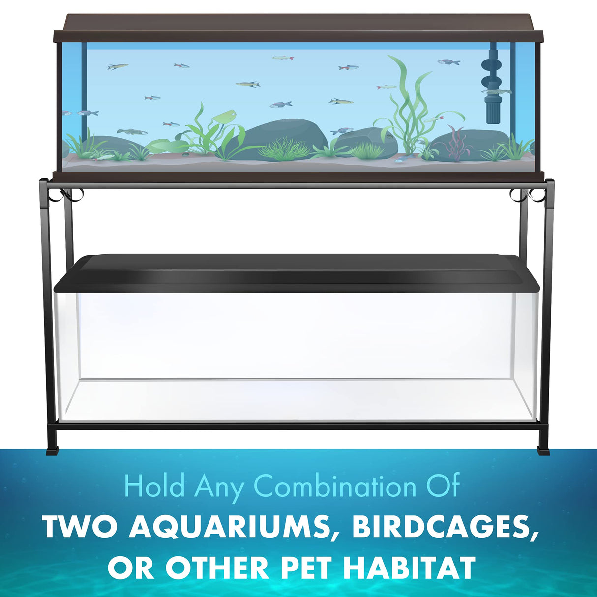 TitanEze 55 Gallon Double Aquarium Stand (2 Stands in 1), Fish Tank Stand, Bird Cage Stand, 50.5" W x 32" H x 13" D Caitec
