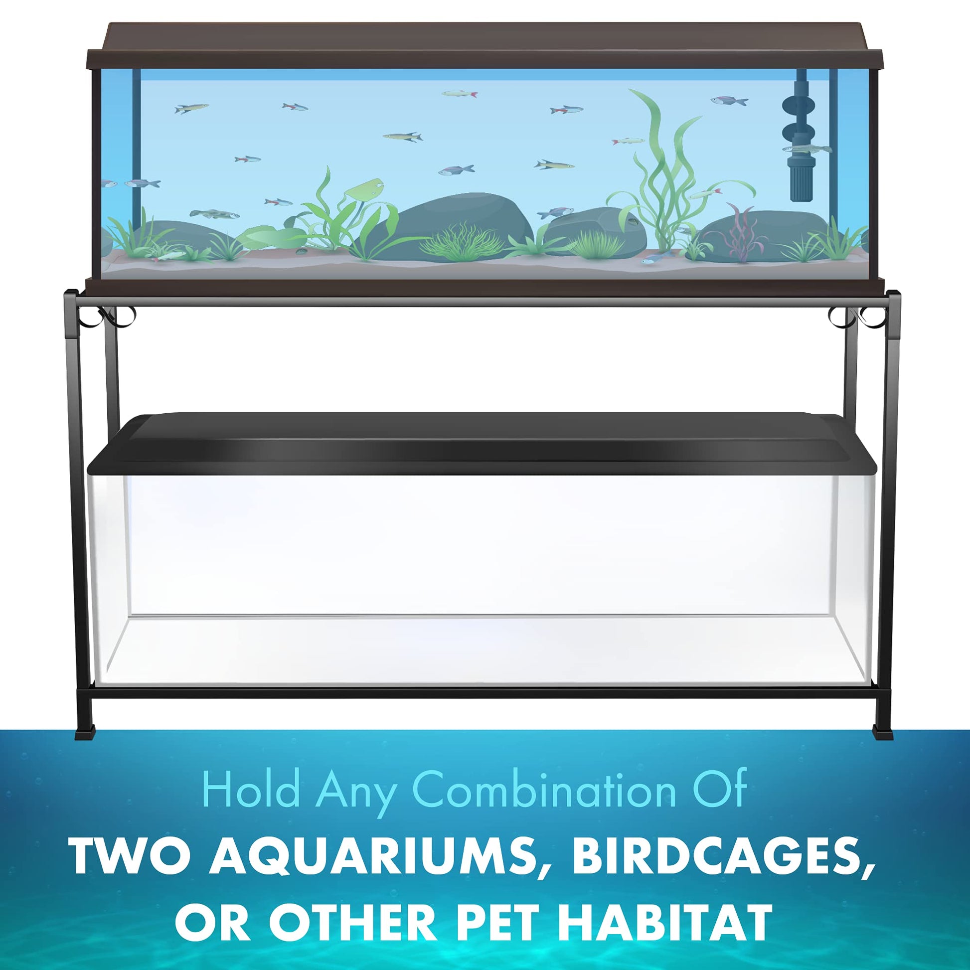 TitanEze 55 Gallon Double Aquarium Stand (2 Stands in 1), Fish Tank Stand, Bird Cage Stand, 50.5" W x 32" H x 13" D - WoodArtSupply