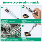 Soldering Iron Kit, 60W Soldering Gun with Transparent Handle, 6 Adjustable Temperature 392-842℉ Solder Kit for Electronics, Includes Soldering Iron Tip, Solder Wire, Stand, Heating Element Core KeenWise