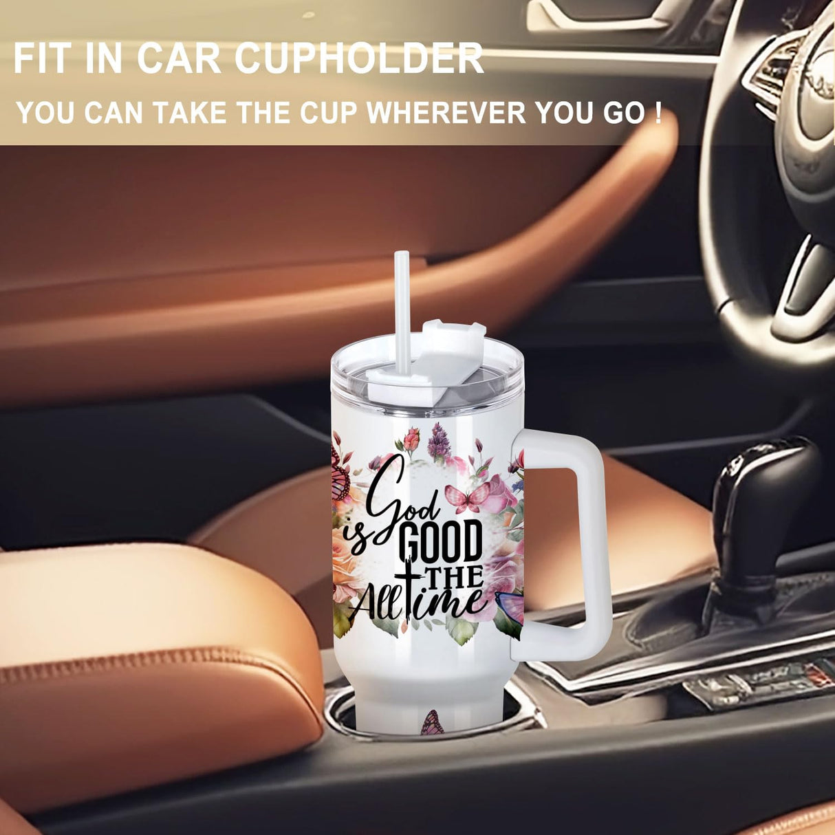 Maucircol 40 Oz Sublimation Tumbler with Handle 4 Pack, Stainless Steel Sublimation Tumbler Mug Blanks with Handle, White Maucircol