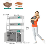 YITAHOME Cat Litter Box Enclosure with Storage Shelves, Indoor Large Litter Box Furniture Wooden Hidden Cat Cabinet Washroom Corner, White YITAHOME
