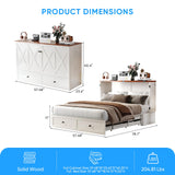 PUREMIND Murphy Bed Full with Mattress - Solid Wood - Hideaway Cabinet Bed Frame with Storage Drawers, USB Charging Ports - Space Saving Chest beds for Guest Room PUREMIND