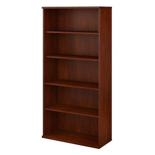 Studio C 5-Shelf Bookcase in Hansen Cherry Finish - 73 Inches High - WoodArtSupply