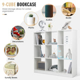 Giantex 9-Cube White Bookcase - Modern 4-Tier Freestanding Storage Organizer with Anti-Tipping Kit Giantex